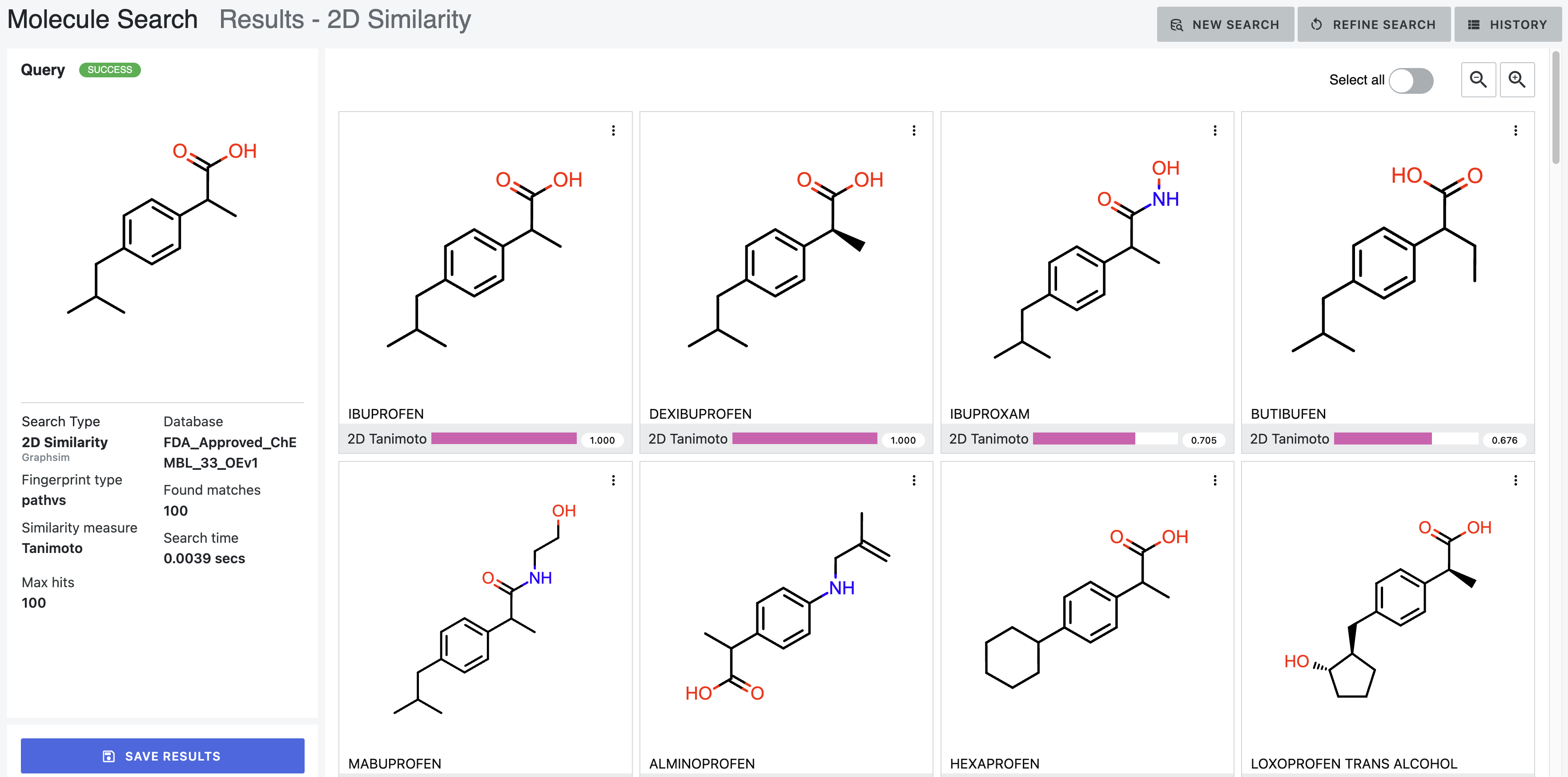 Molecule Search interface 2