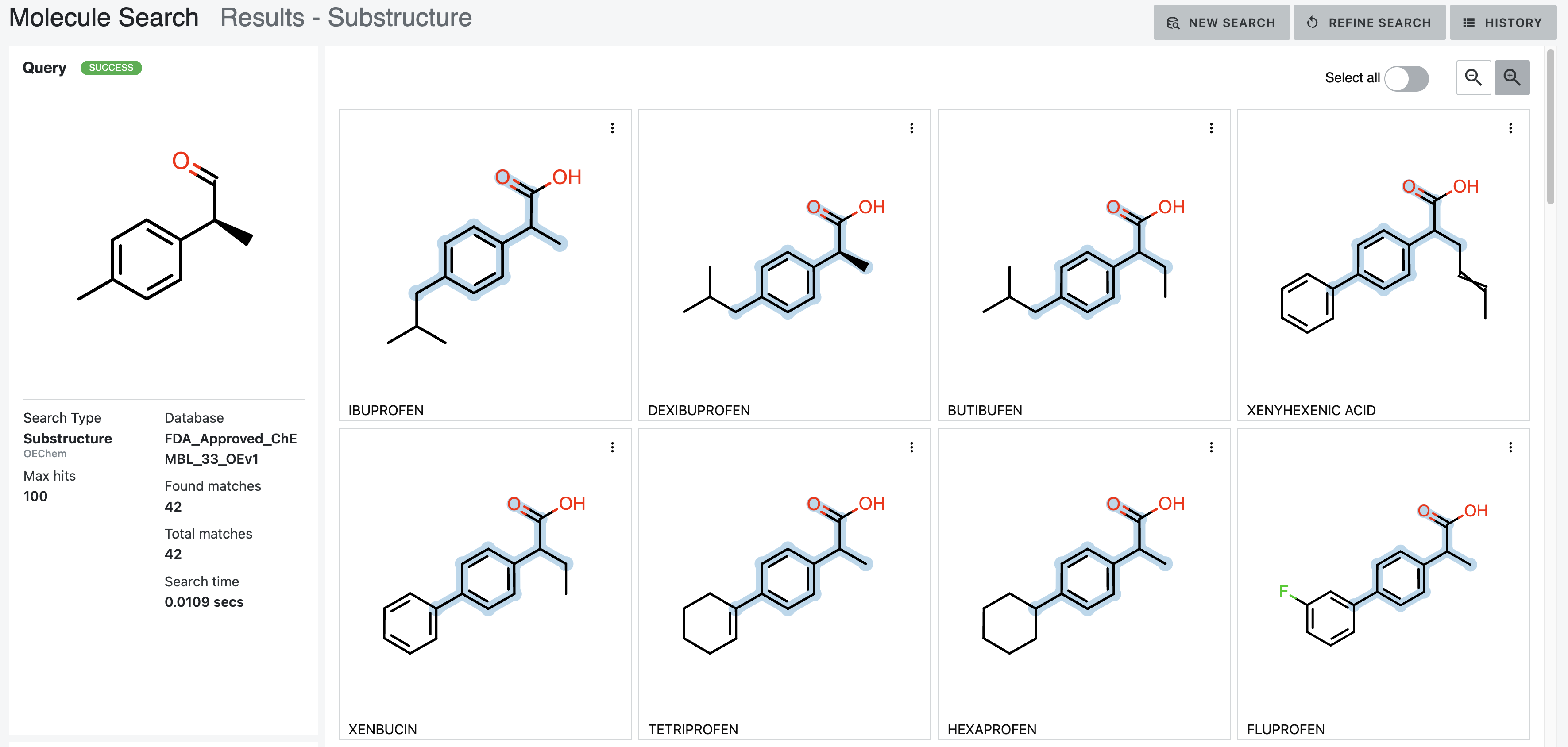 Molecule Search interface 9